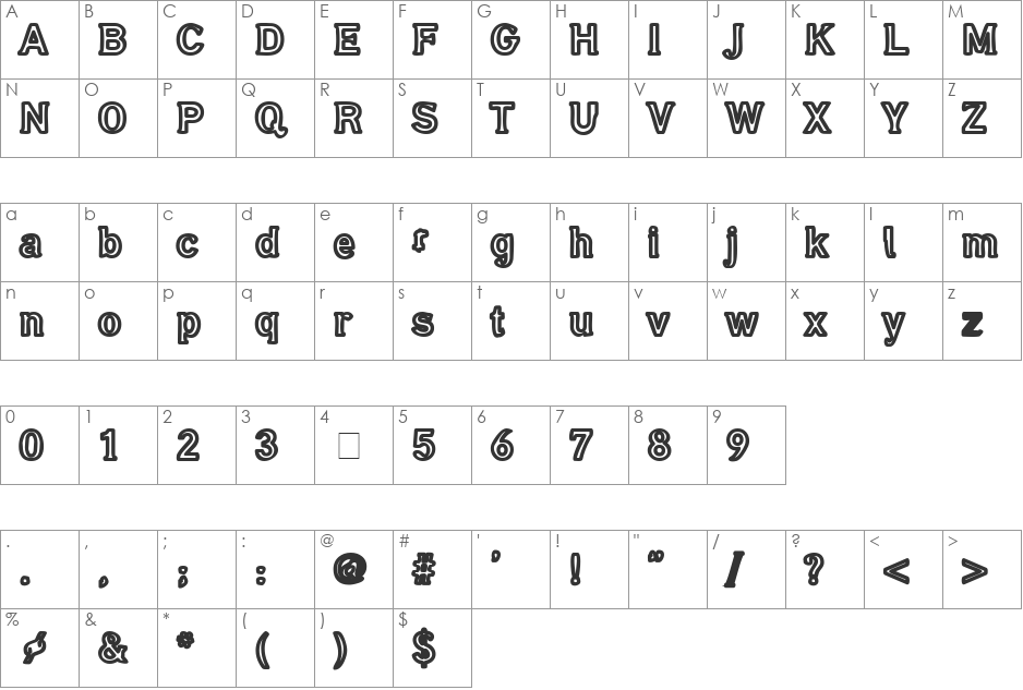 Gubbr font character map preview