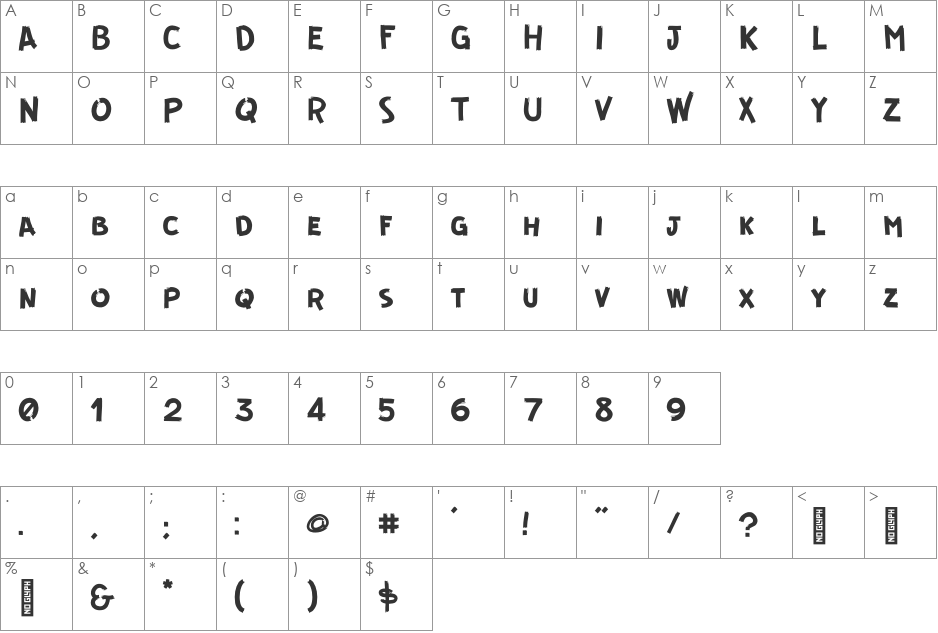 GUERRILLA font character map preview