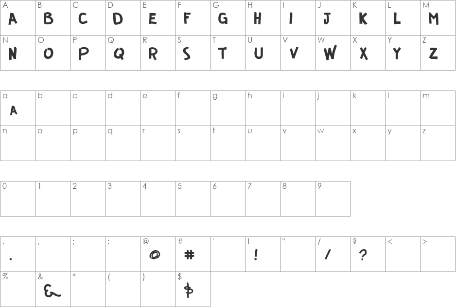GUERRILLA FONT font character map preview