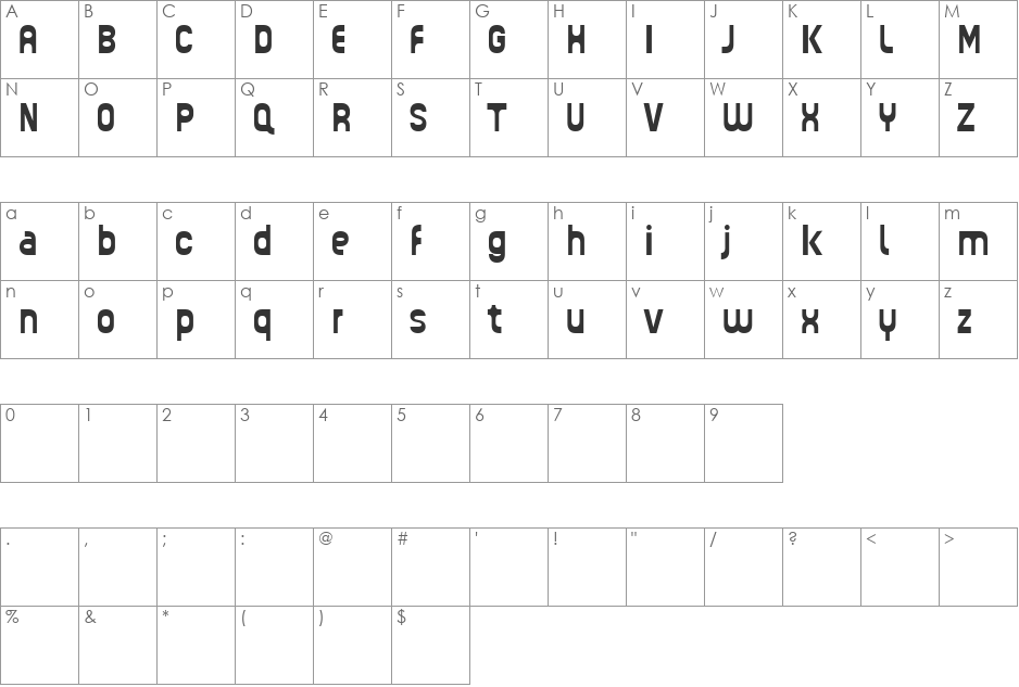 Guhly font character map preview