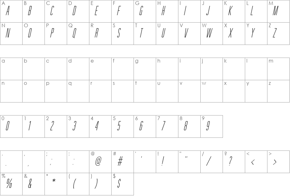 Guilder Free font character map preview