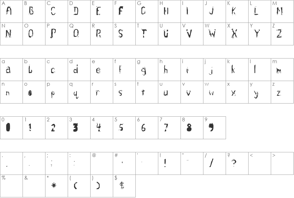 guillotine font character map preview