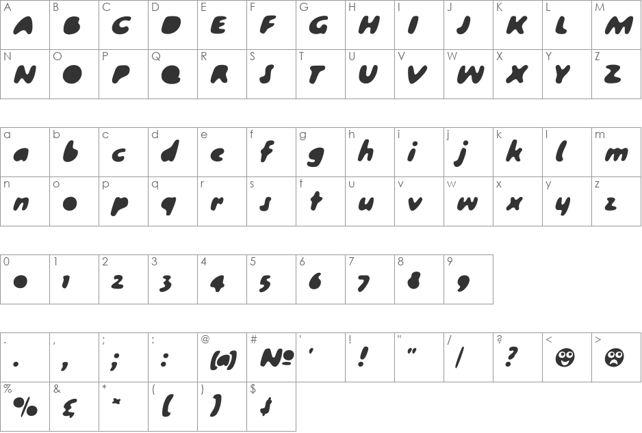 Gumball Black font character map preview