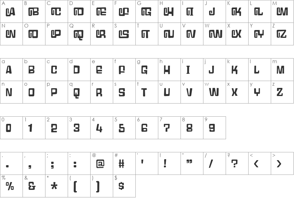 Gumblery DEMO font character map preview