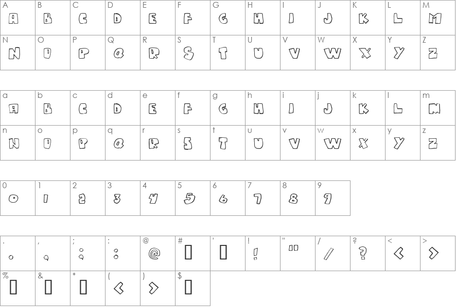 Gumpy one font character map preview