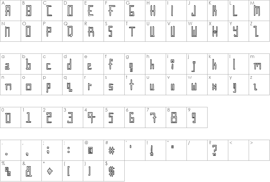 Gunther font character map preview