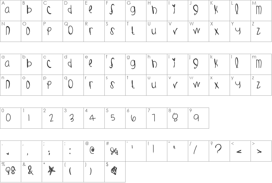 GustOfWind font character map preview