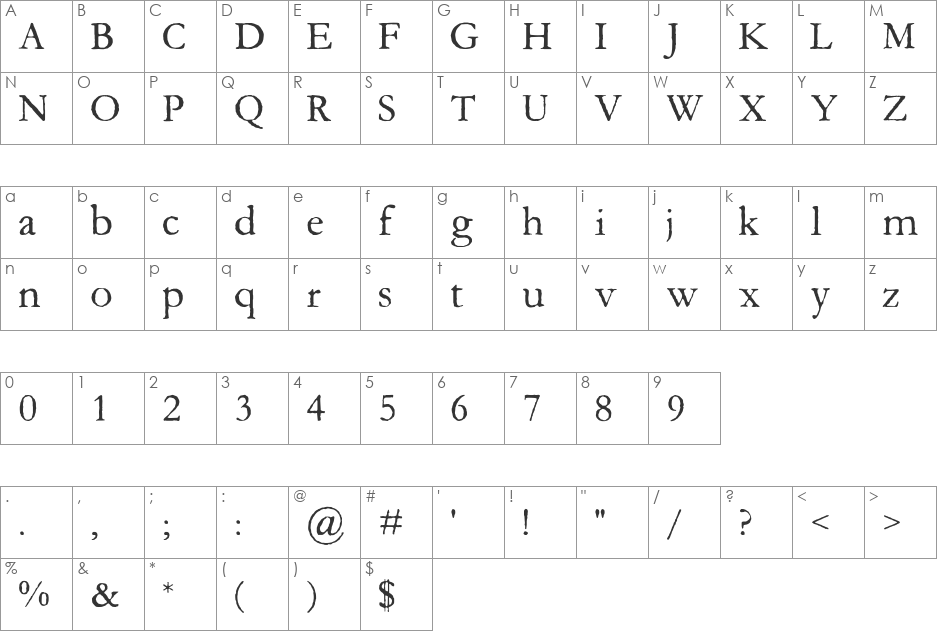 Aquifer font character map preview