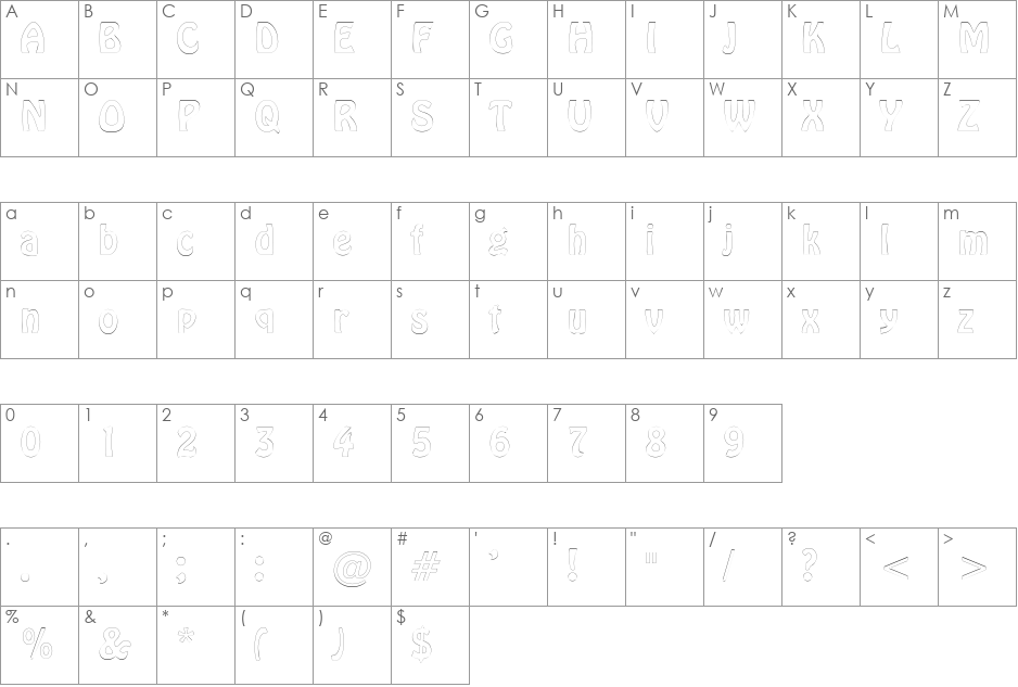 GuthrieOutline font character map preview
