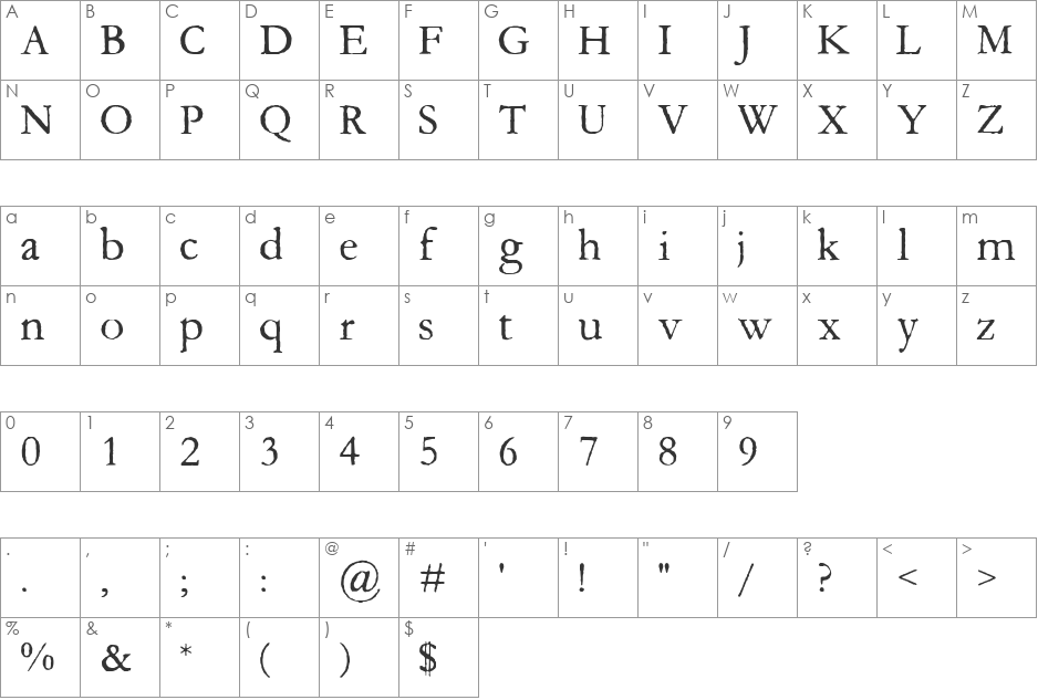 Aquifer font character map preview