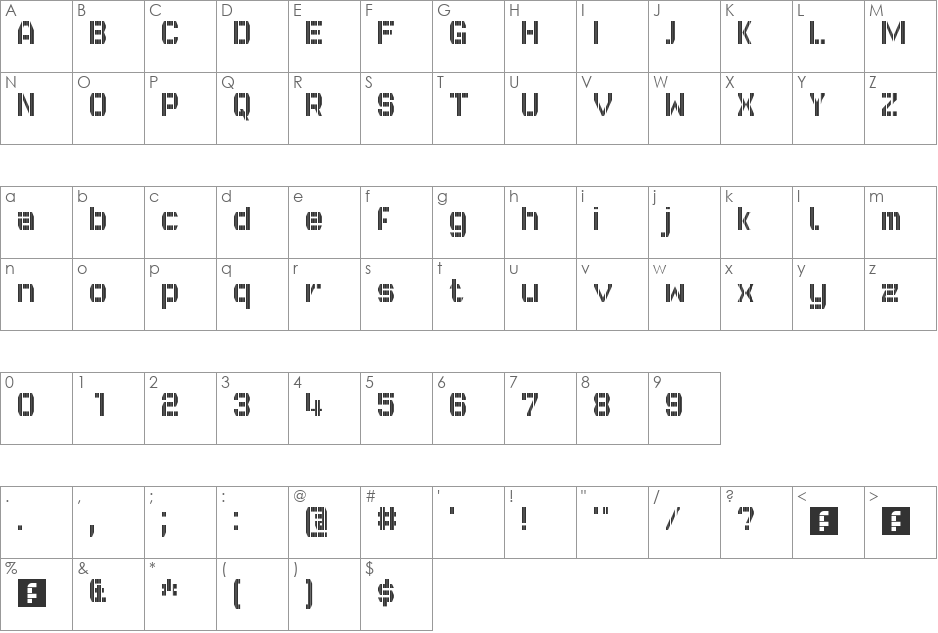 GVB Bus PID 10x7 font character map preview