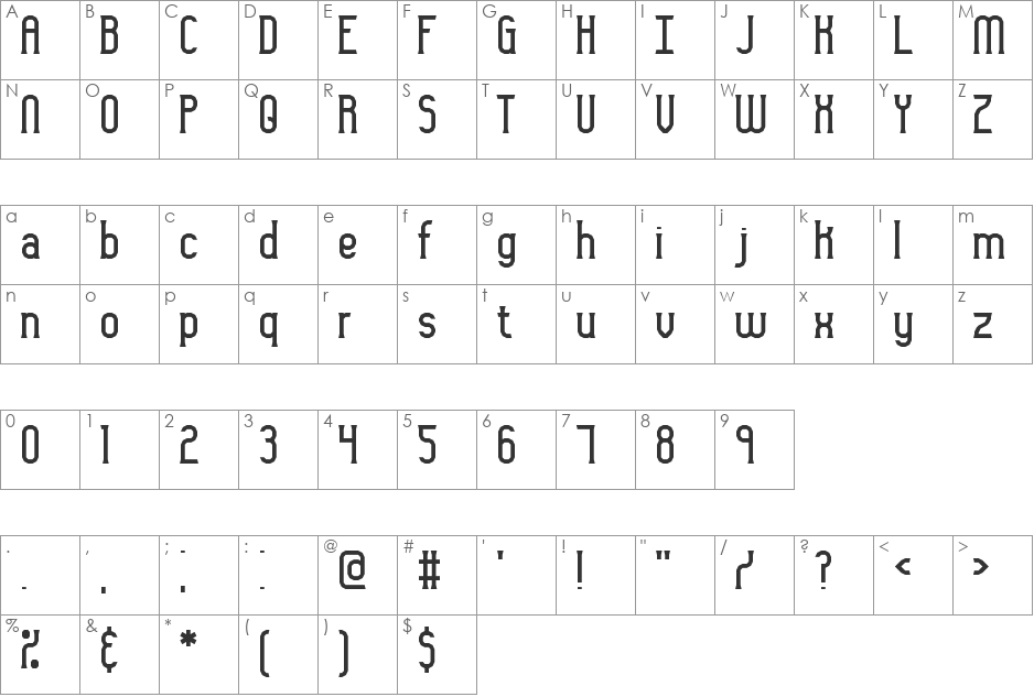 Gyneric 3D BRK font character map preview
