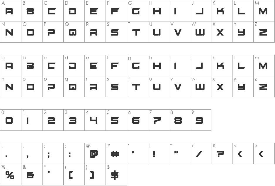 Gypsy Killer Condensed font character map preview