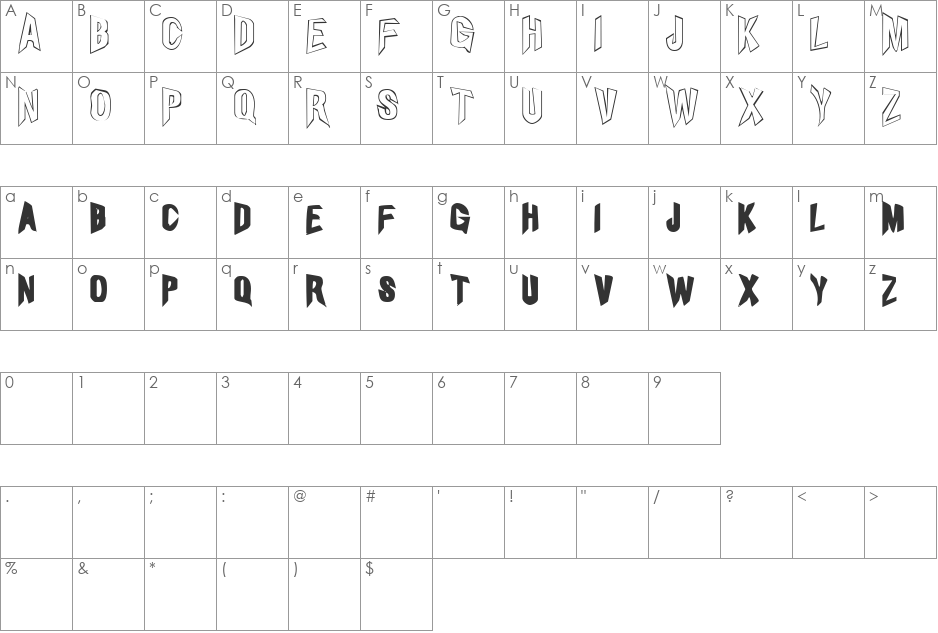 GyrlLovesBoy font character map preview