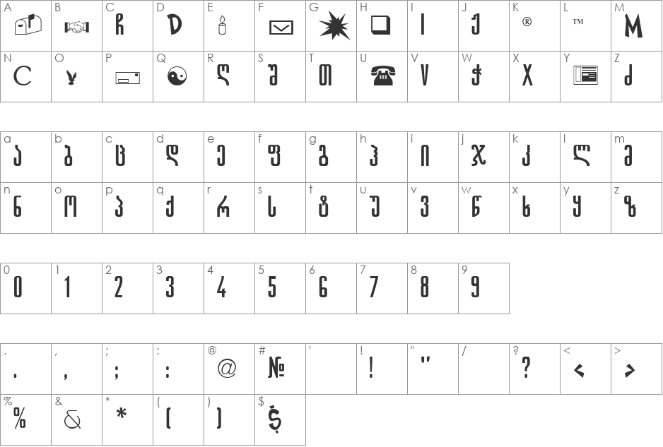 G_Grem font character map preview