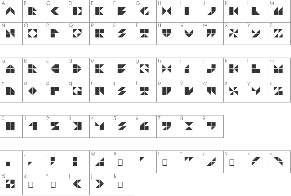 H19A Luna font character map preview