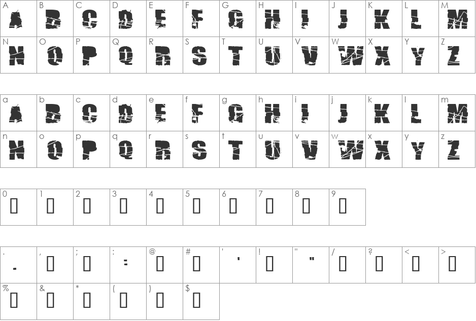 H74 Apocalypse font character map preview