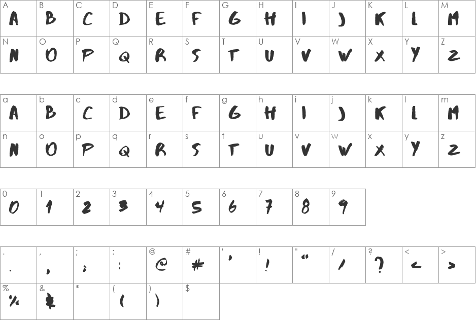 Abys font character map preview