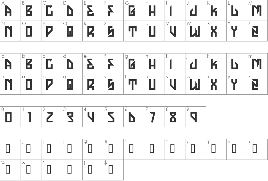H74 The Golden Dawn font character map preview