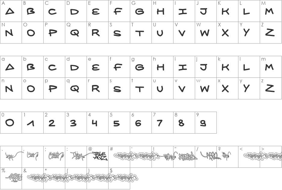 AQZ crew font character map preview
