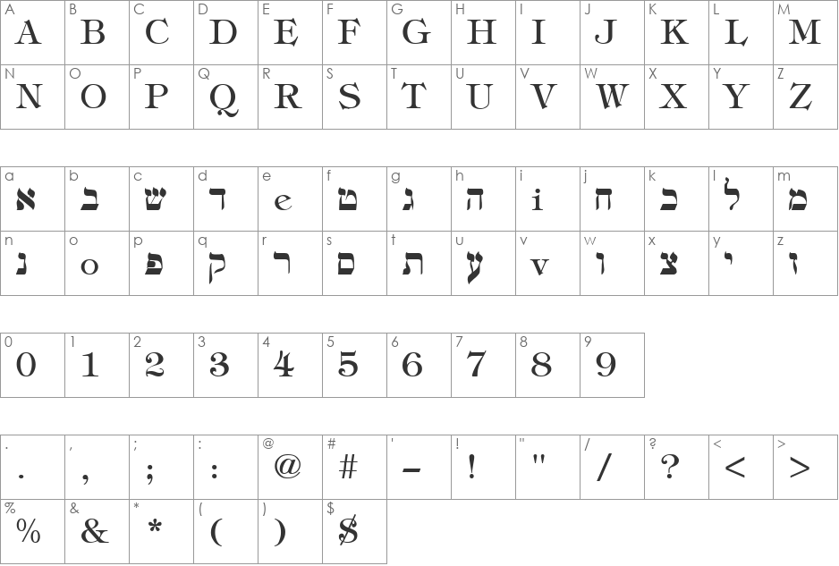 HADELAND font character map preview