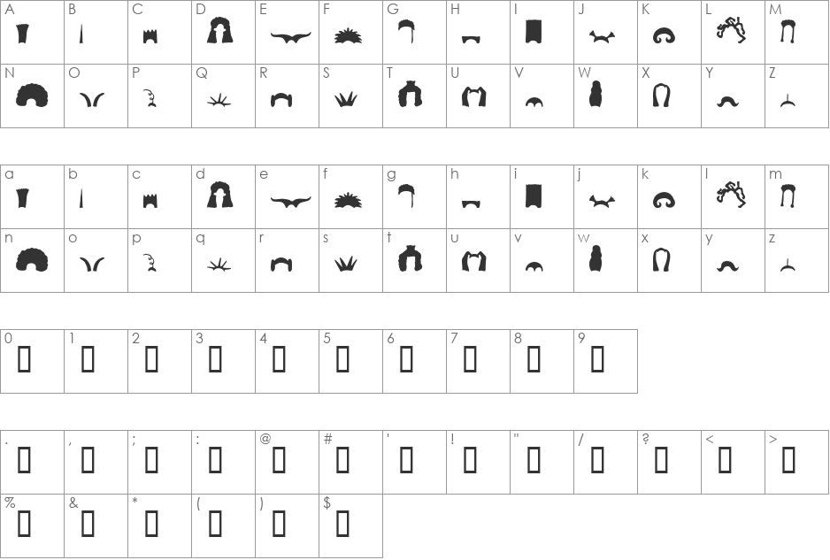 Hair Dingbats font character map preview