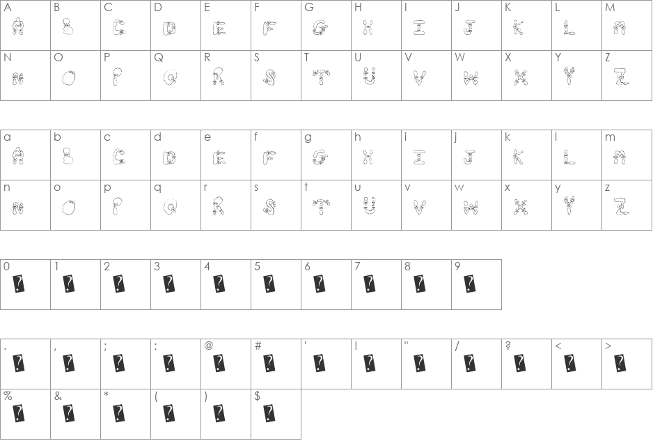 HairBows font character map preview