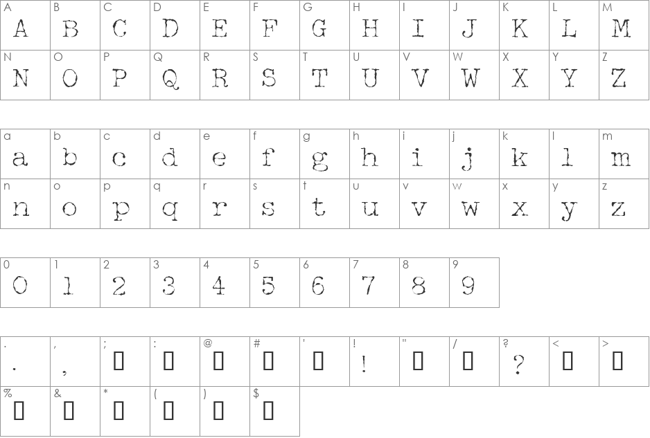 Halbstarke font character map preview