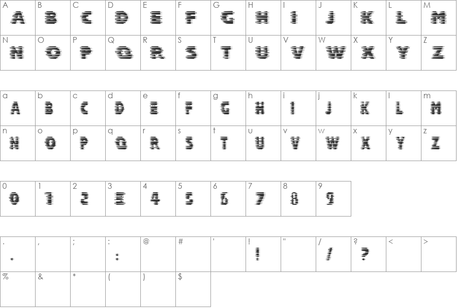 Halcion font character map preview