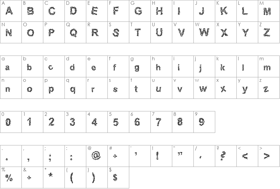 HaleBopp font character map preview