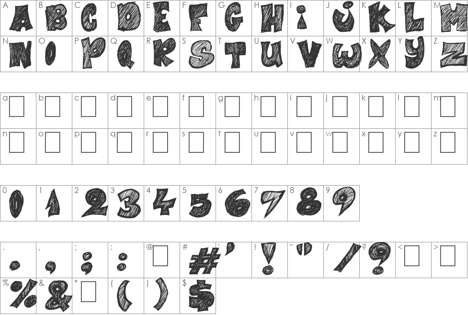 Half Price 4 You font character map preview