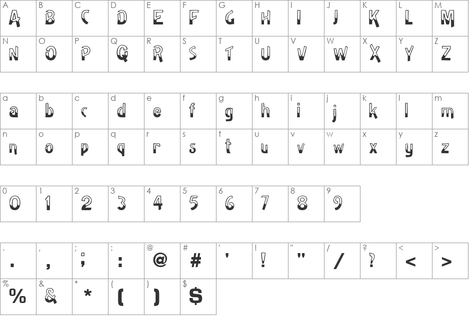 HalfBakedSSK font character map preview