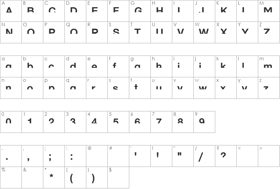 HalfEnough font character map preview