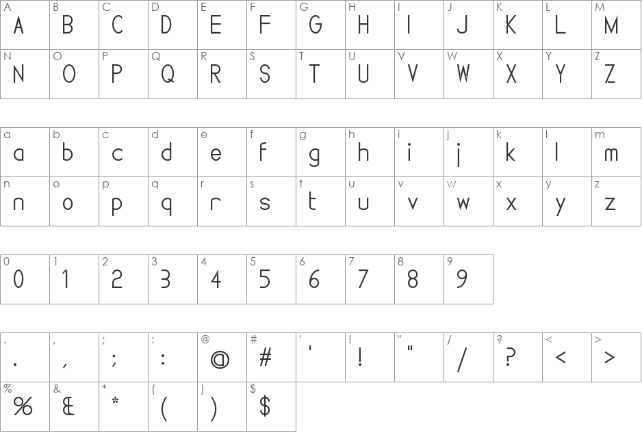 Halfmarks font character map preview