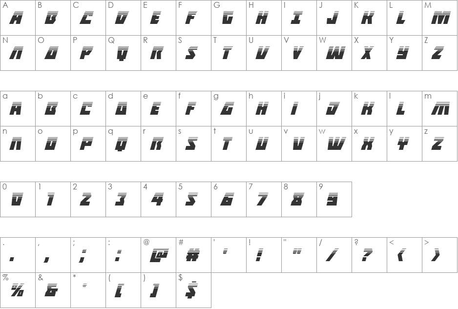 Halfshell Hero Half-Tone Italic font character map preview