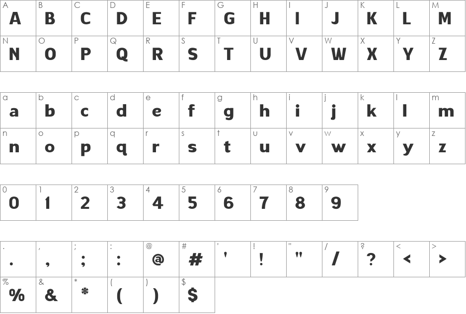 HALIWISTA font character map preview