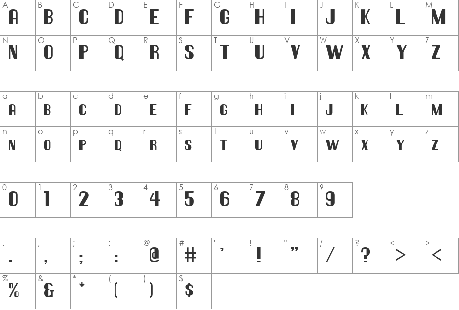 Hallandale Deco JL font character map preview