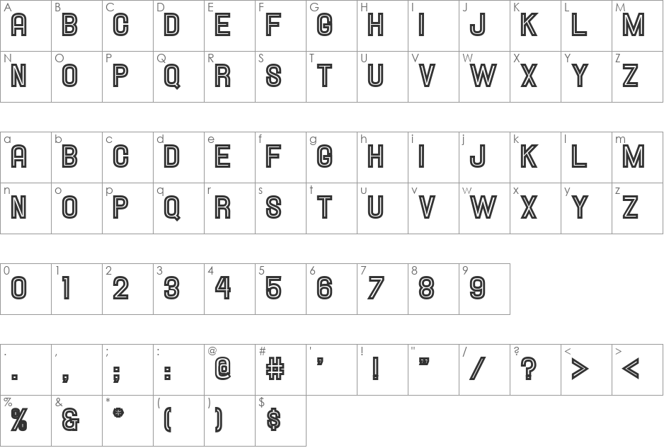 Hallandale Inline JL font character map preview