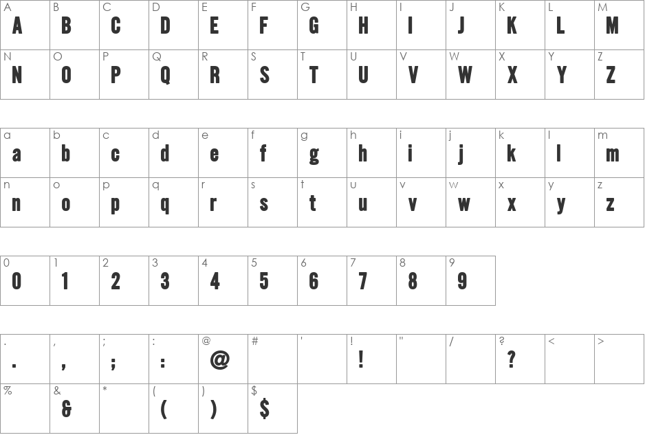 Hallo Euroboy font character map preview