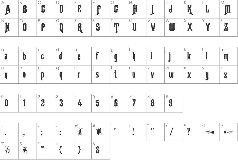Halloween_Argentine font character map preview