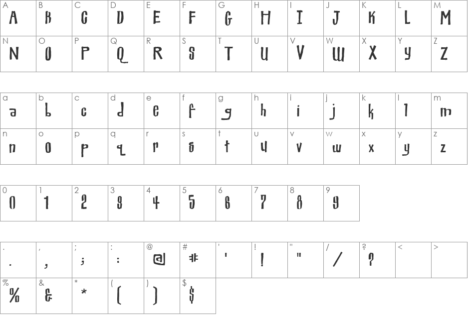 Halloween_Miscreant font character map preview