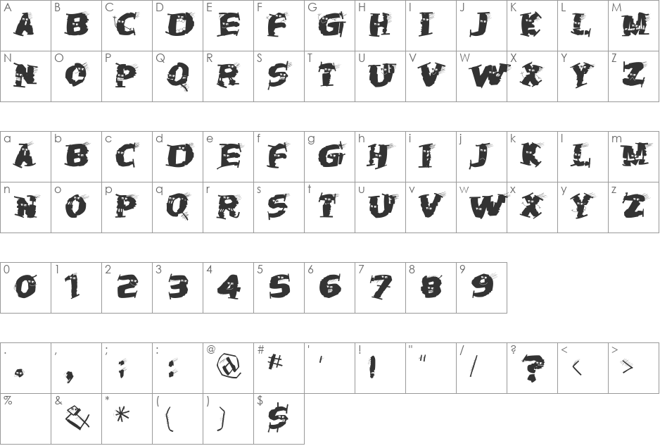 HalloWienTheTramps font character map preview