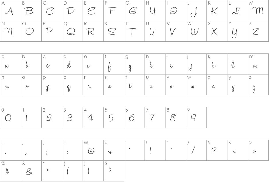 HaloHandletter font character map preview