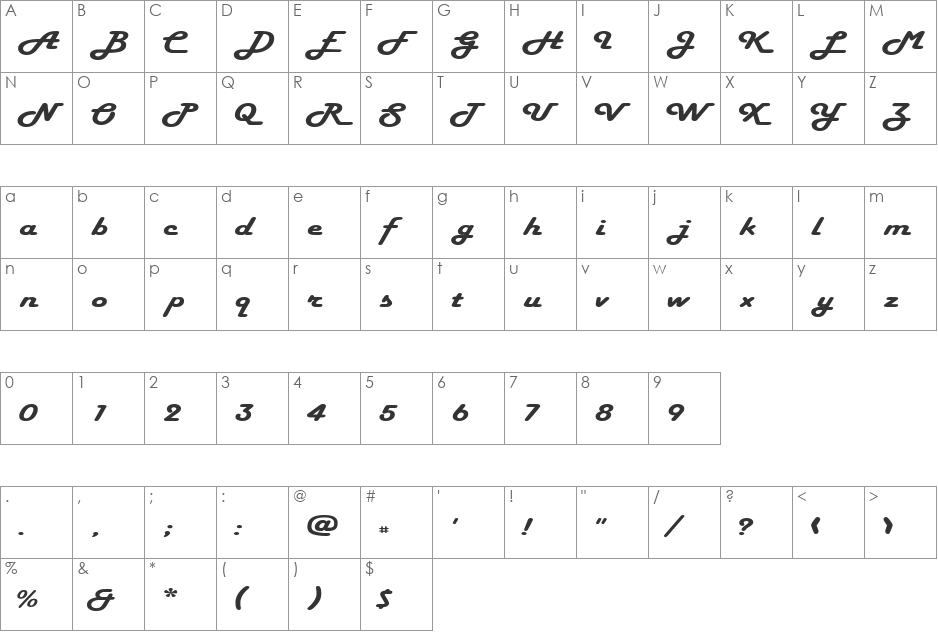 HamburgerExtended font character map preview
