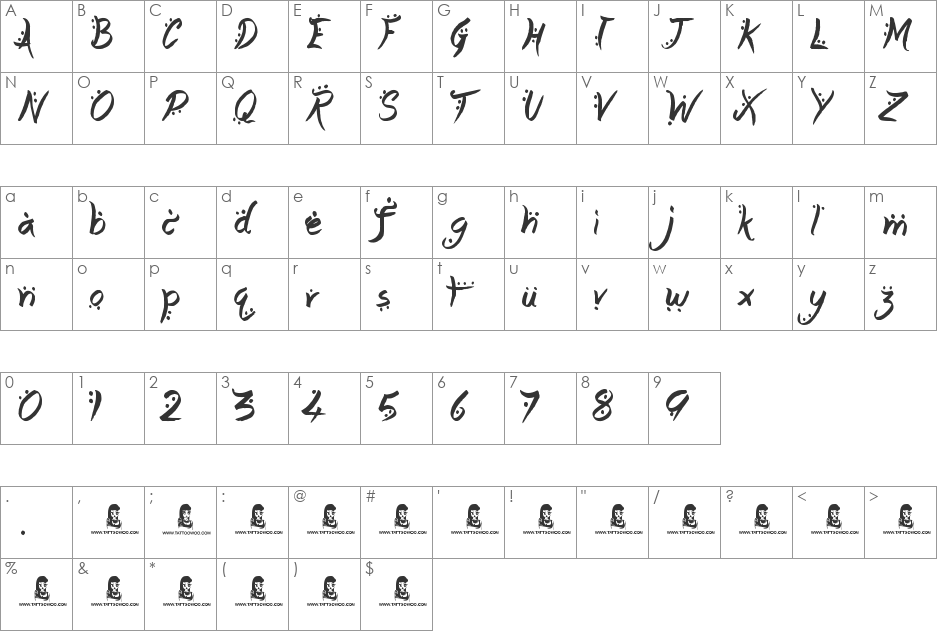 Arabic Magic font character map preview