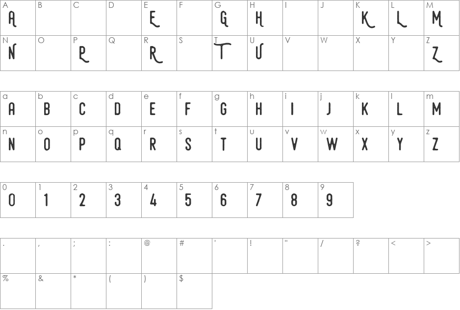 Hamurz Version font character map preview