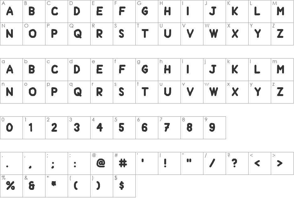 Handform font character map preview