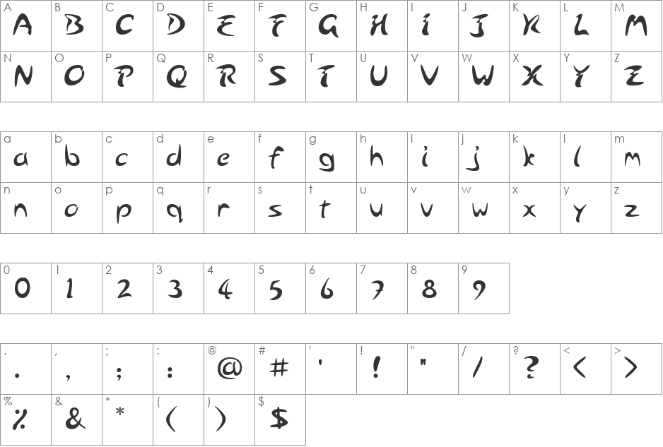 Arabolicus font character map preview