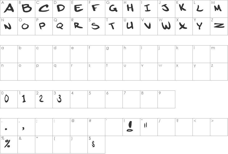 HANDWRITING OF JMS TEST font character map preview