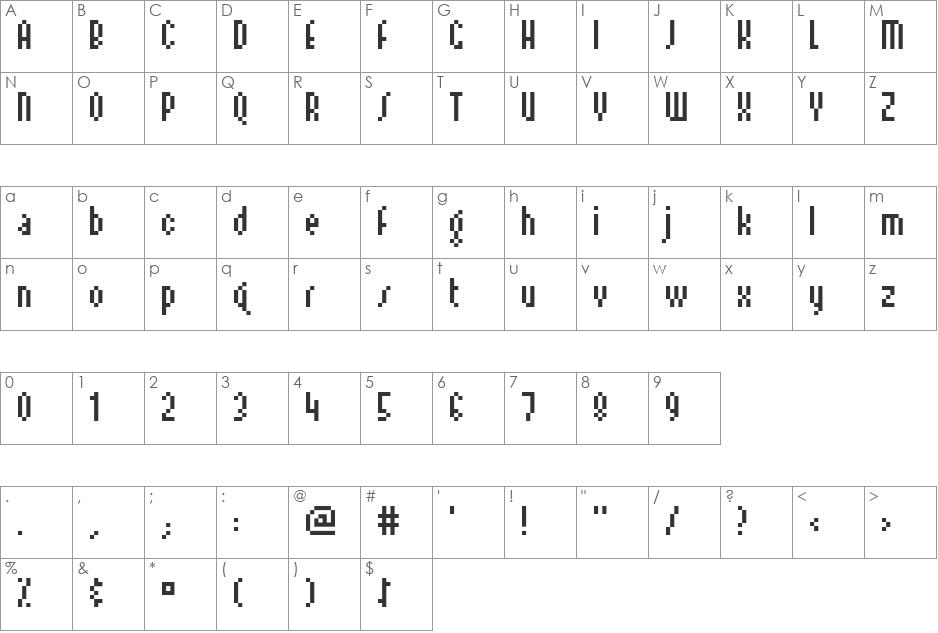 Arachnid font character map preview